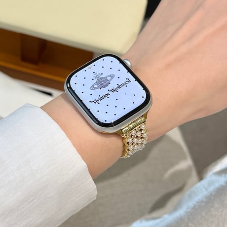 パール  AppleWatchバンド 上品 メタル AppleWatchベルト Series 11/10/9/8 SE3/2  Ultra3/2/1 高級感高品質 エレガント[M6440]