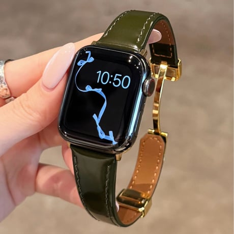 マグネット式バックル  AppleWatchベルト レザー調 艶感 AppleWatchバンド Series 12/11/10/9/8 SE Ultra4/3/2 高級感エレガント[M6726]