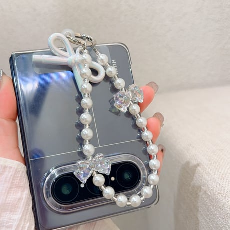 笑顔の花 スマホストラップ キラキラ感 お洒落 バックチャーム キーホルダー iPhone、Xperia、AQUOS、Xiaomi、Galaxy 対応 [M6497]
