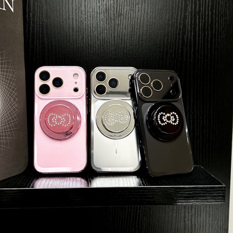 ジュエリーリボングリップ iPhone17Pro/17ケース 高級感 MagSafe対応iPhone16/15promax/14/13proカバー 上品[M6022]