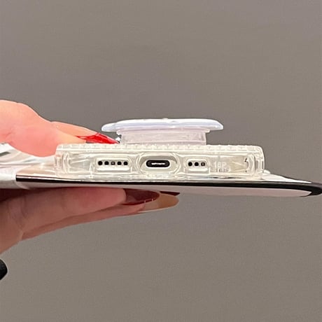 ダイヤ花グリップ iPhone16pro/16ケース ジュエリー iphone15pro/14/13/12proカバー  ストラップ 綺麗 上品高級感[M5121]
