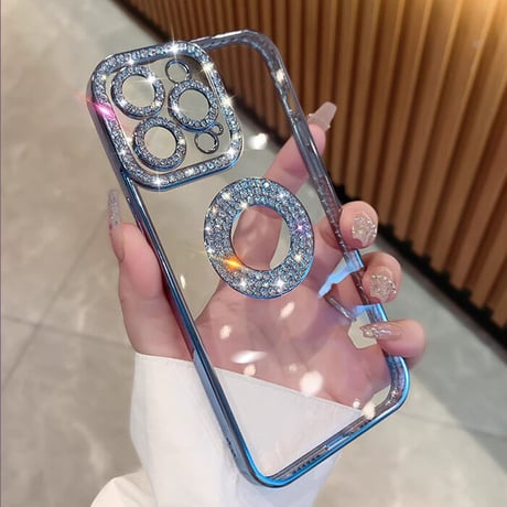 iPhone15/15proケース ストーン クリア オシャレ キラキラ iPhone14/13/12カバー 女子力アップ[M3489]