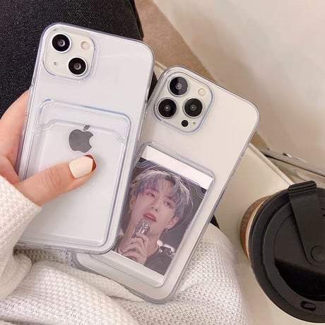 カード入れ付 iphone13mini/13promaxケース 高透明感 iphone12pro/11カバー  クリアスマホケース  頑丈M1008