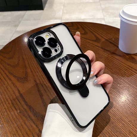 黄ばまない iPhone15pro/15promaxケース  MagSafeリングスタンド レンズフイルム iphone14/13pro/12カバー 耐衝撃 高機能[M4137]
