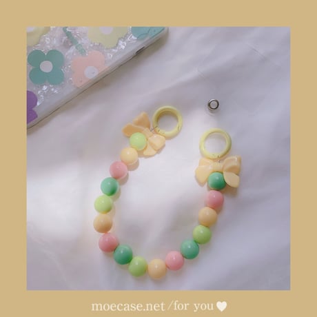 かわいいリボン付 ストラップ リング付き 使いやすい 多彩 綺麗 ギフトにおすすめ[M2791]