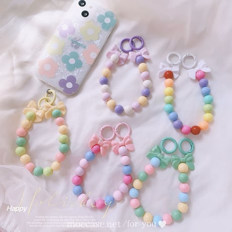 かわいいリボン付 ストラップ リング付き 使いやすい 多彩 綺麗 ギフトにおすすめ[M2791]