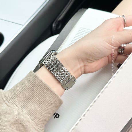 編み込み風メタル アップルウォッチバンド AppleWatch10/9 バンド 高級感金属 Ultra series8 7 6 5 4  3 2 SE SE2  シンプル風 おしゃれ[M5570]