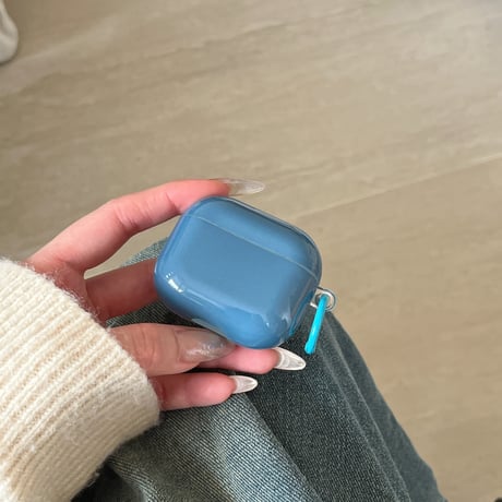 Airpods Pro3ケース カバー 無地  Airpods 4/3カバー  AirpodsPro2/1  光沢感 リング付 持ち運びやすい [M6121]