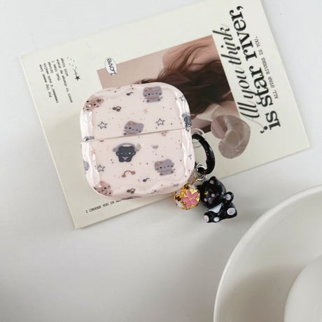 黒猫ちゃん Airpods Pro3ケース CATキーホルダ Airpods 4/3カバーケース AirpodsPro2/1 かわいい [M6389]
