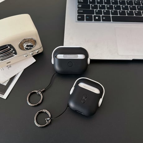 【Airpods4】スタンド付 AirpodsPro2/Pro1ケース 音楽 Airpods3/2カバー リング付 黒色 ギフトにおすすめ [M4522]