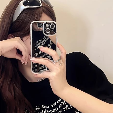 キラキラレンズフイルム付 iPhone15/15proカバー ミラー iPhone14promax/13pro/12ケース 割れない 頑丈[M4260]
