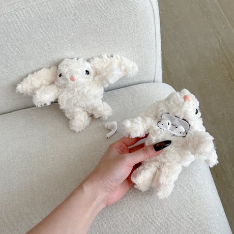 兎ぬいぐるみ Airpods4ケース ふもふも AirpodsPro2ケース airpods3/2ケース リング付 ギフトにおすすめ[M5491]