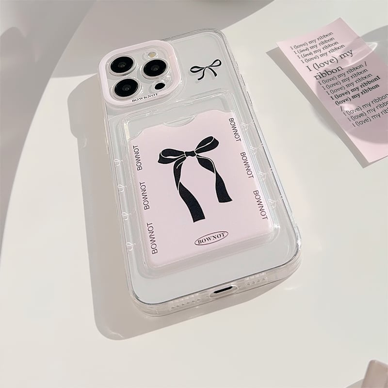 カード収納 iPhoneケース リボン柄 アイフォン15pro/14promax/13/12/