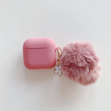 毛玉付 Airpods 4ケース ピンク 高品質シリコン Airpodspro2/proカバー Airpods3/2 充電口カバー付 可愛い[M4958]