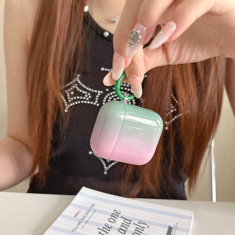 グラデーションカラー AirpodsPro3ケース 光沢感 Airpods3/pro2カバー 可愛い リング付 おしゃれ[M6432]