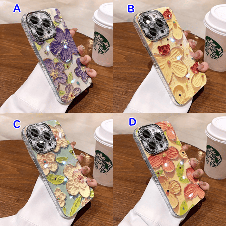 オシャレ花柄 iPhone15/15Plusケース キラキラ カメラ保護 iPhone14pro/13/12カバー  可愛すぎ 耐久性あり[M3557]