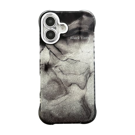 ぼかしブラック iPhone16/16plusケース  耐衝撃加工 iPhone15Pro/14/13pro/12クリアケース キラキラ かわいい レンズ保護[M4816]