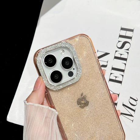 女子力アップ アイフォン15プロ/15プロマックスケース キラキララメ入り iPhone14pro/13promaxカバー 高級感 [M4285]