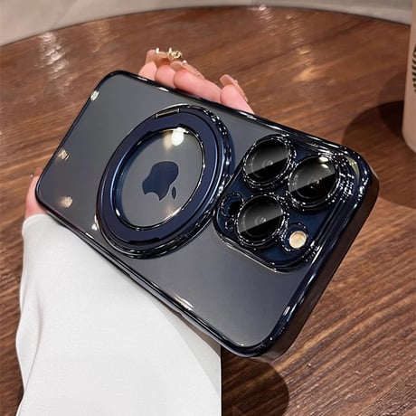 Magsafeリングスタンド一体 iPhone15pro/15promaxケース 高品質高機能 iphone14Pro/13proケース 飽きないデザイン メッキ レンズ保護[M3851]