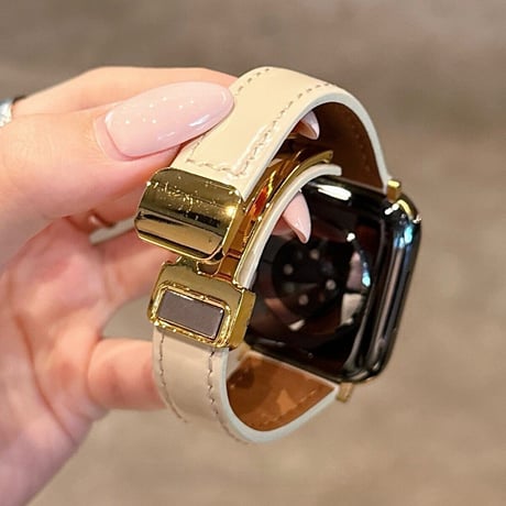 マグネット式バックル  AppleWatchベルト レザー調 艶感 AppleWatchバンド Series 12/11/10/9/8 SE Ultra4/3/2 高級感エレガント[M6726]