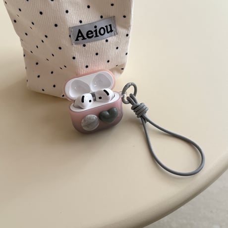 レザーストラップ付 Airpods 4ケース 宝石デコ 暈し染めカラー Airpodspro2/proカバー Airpods3/2 可愛い キュート 艶感[M5665]