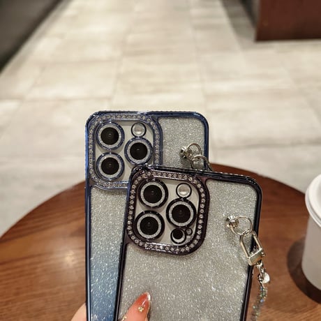 ジュエリー iPhone16/16Proケース キラキラ チェーン付 iPhone15Pro/14/13Proカバー 大人気 ラメ 大人可愛い[M5010]