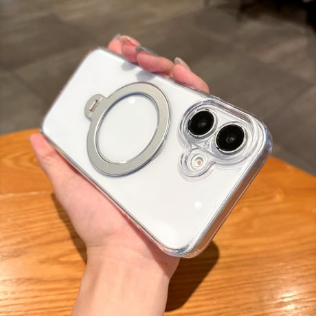 カメラコントロールカバー付クリアケース iPhone16Pro 16 16Plus 16ProMaxケース MagSafeリングスタンド 黄ばまない 頑丈 [M4850]
