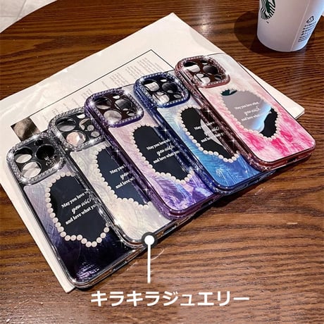 ジュエリー ミラー iPhone15/15proケース キラキラ シェル風 iPhone14/13proソフトカバー  高級感 オシャレ トレンド [M3675]