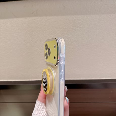 花柄ミラーグリップ iPhone17/17Proケース MagSafe対応 iPhone16Pro/15pro/14ProMaxケース 光る カメラ保護[M6410]