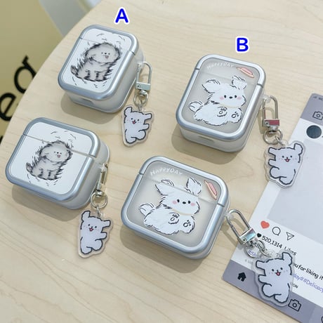 走っている犬 Airpods 4ケース  かわいい Airpods3/Pro2ケース airpodsproカバー 頑丈 キーホルダー付 プレゼントにおすすめ[M5080]