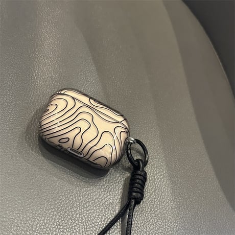 線柄 AirpodsPro3ケース オシャレ シック エアポッズ4/3  AirpodsPro2/Proカバー  皮ストラップ ギフトにおすすめ [M5922]