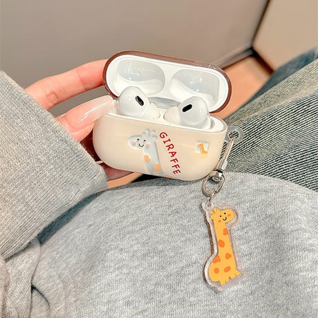 キリン Airpods4ケース キーホルダー付 AirpodsPro2ケース エアーポッズ3/2 かわいい ギフトにおすすめ[M5611]