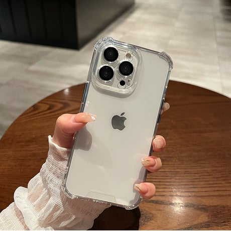 耐衝撃加工高透明 iphone14/13proケース  カメラレンズ全面保護  iphone11proカバー  金属製ボタン 高品質シンプルクリアケース[M1951]
