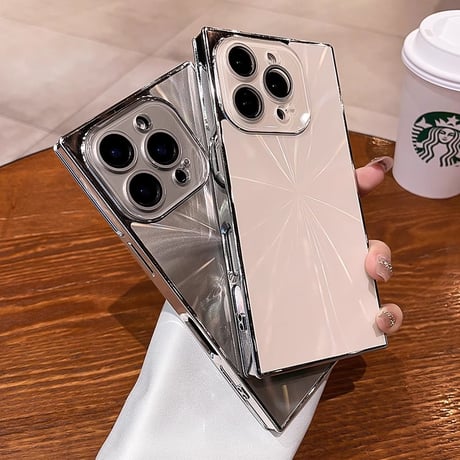 スクエア四角 iPhone16/16promaxケース カメラ保護 iPhone15pro/14/13proカバー キラキラ光る 頑丈 シック[M5489]