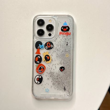 動くペンギン iPhone15/16ケース 液体入り アイフォン14プロ/13promaxカバー ギフトに最適[M4582]