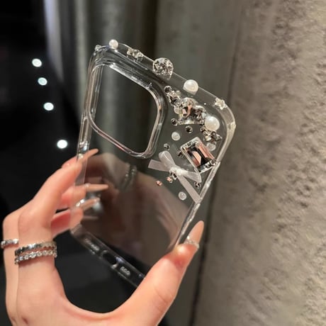 ダイヤ/パールデコ アイフォン16pro/16ケース  高級感 クリア iPhone15pro/14/13pro/12カバー 大人可愛い 夏に人気[M5260]