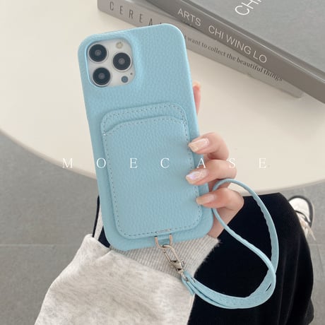 ICカード収納 iPhone14/15proケース  革製 アイフォン13pro/12mini/11proケース ストラップ付 高品質 使いやすい シンプル風[M2736]