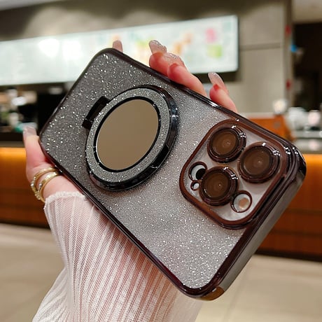 鏡付Magsafeリング iPhone15pro/15promaxケース コスパ最強 スタンド iPhone14pro/13/12カバー お買い得  [M4168]
