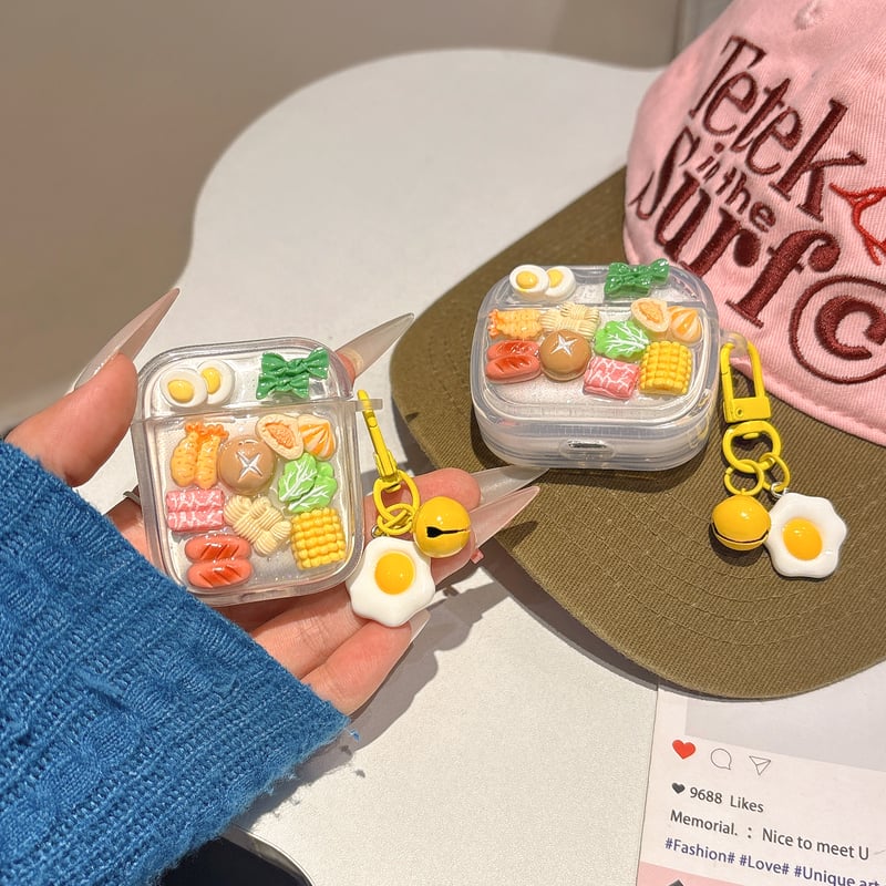 食品 Airpods 食べ物 Airpods 4ケース 玉子焼きキーチェーン付 Airpods3/Pro2ケース a