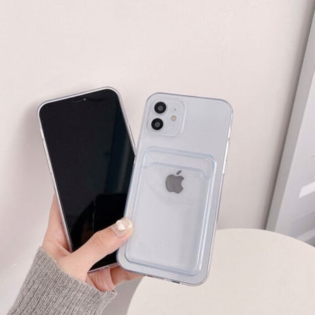 カード入れ付 iphone12/11Proケース  黄ばまない透明iphoneSE2/XS/8カバー  交通カードSUICA/PASMO/ICOCAなど収納 便利耐久性 M510