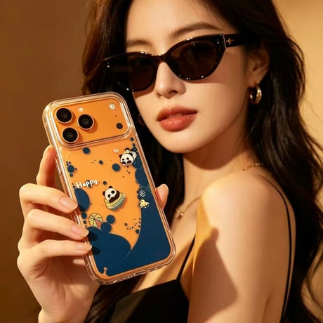 泳ぐパンダ iPhone17Pro/17ケース 海の水いり iPhone16Promax/15Proカバー 面白い 頑丈 ギフトにおすすめ [M6399]
