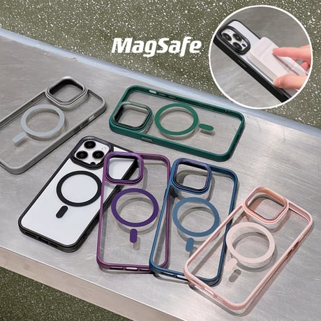MagSafe対応 iPhone15Pro/15Plusケース シンプル iPhone14/13Proクリアカバー お揃い 持ち運びやすい[M3892]