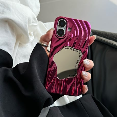 ミラー iPhone16/iPhone16Plus/16Proケース おしゃれ 水紋 アイフォン15Pro/14pro/13/12カバー メッキ シック[M4717]