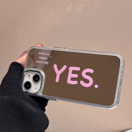YES 鏡 iPhone15/15plus/15proケース ストラップ付 iPhone14Pro/13/12カバー ガールズファッション かわいい便利  [M3854]