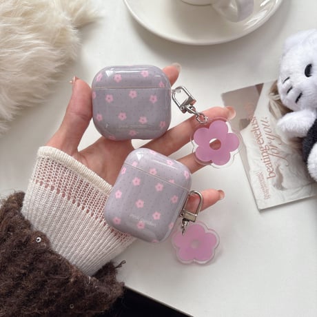 韓国っぽ AirPodsPro3ケース 花柄 Airpods4/3ケース  AirpodsPro2/Pro1カバー  淡色系 キーホルダー付 可愛い [M5965]