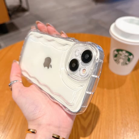クリア iPhone17e/17Pro/16/15proケース  うねうね シンプル風 アイフォン14pro/13/12/11カバー 落下防止 定番 使いやすい [M2775]
