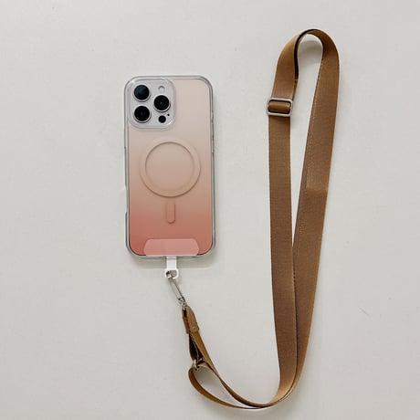 ショルダーストラップ付 iPhone16pro/16promaxケース Magsafe対応 グラデーションカラー iPhone15Pro/14/13カバー クリア [M4947]
