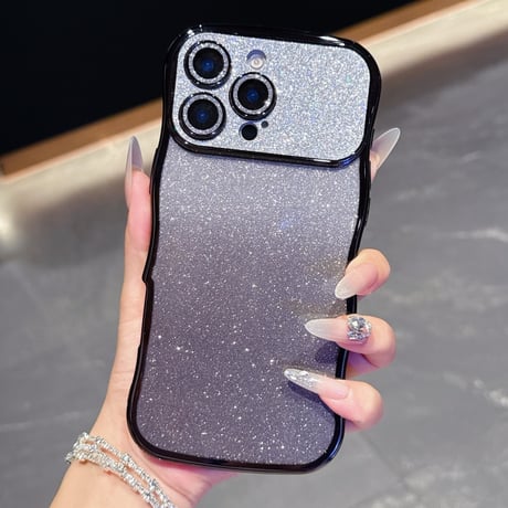 うねうね iPhone17/17Proケース キラキラレンズフイルム付 ラメ iPhone17ProMax/Air/16ケース きれい 落下防止[M5809]
