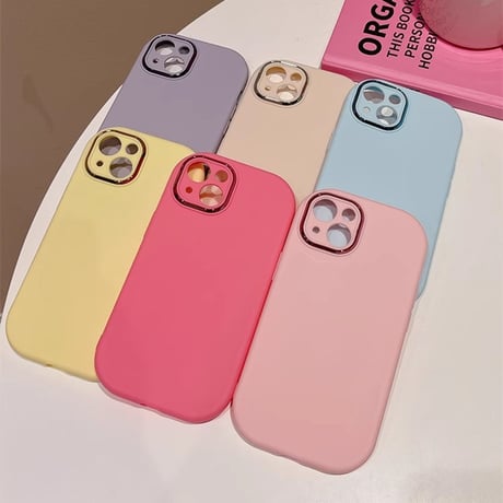 シンプル無地 iPhone15/15plus/15proケース 指紋防止 アイフォン14/13/SEカバー 淡色系 使いやすい [M3963]