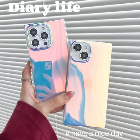 スクエア iPhone14/15ケース 変色キラキラ iPhone12/11カバー お洒落 クリアケース 男女兼用 人気 トレンド [M3136]